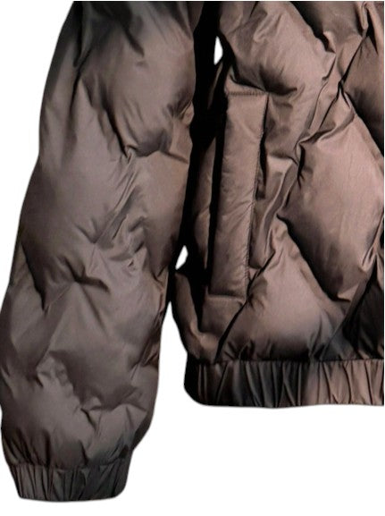 Men’s Black & Brown Quilted Puffer Jacket  Warm Zip-Up Winter Jacket