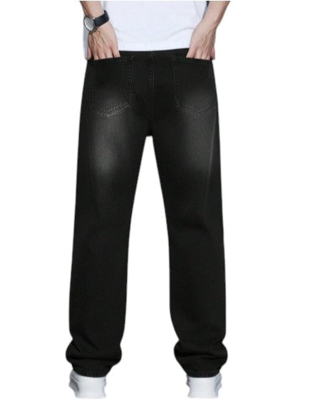 Men’s Grey Washed Five Pocket Straight Leg Casual Denim Jeans
