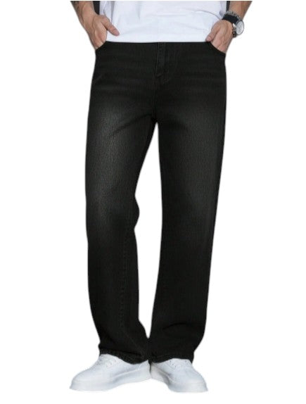 Men’s Grey Washed Five Pocket Straight Leg Casual Denim Jeans