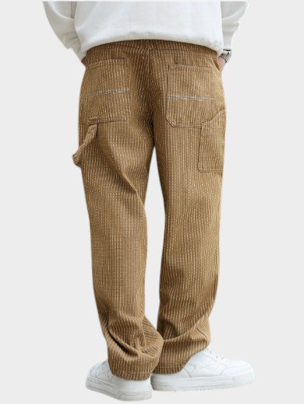 Men’s Brown Textured Relaxed Fit Drawstring Pants