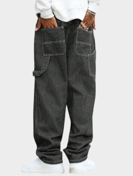 Men’s Brown Textured Relaxed Fit Drawstring Pants