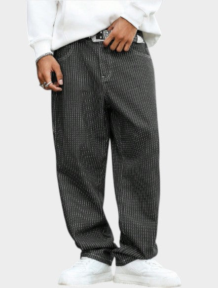 Men’s Brown Textured Relaxed Fit Drawstring Pants