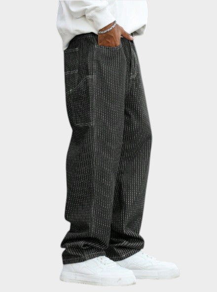 Men’s Brown Textured Relaxed Fit Drawstring Pants