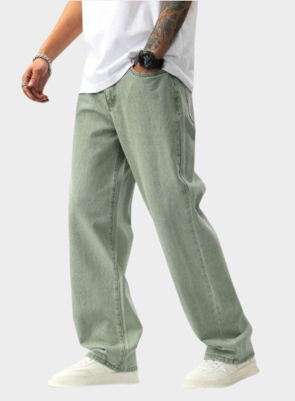 Men’s Light Grey Denim Classic Wide Leg Jeans