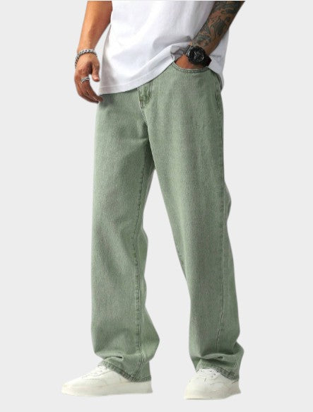 Men’s Light Grey Denim Classic Wide Leg Jeans