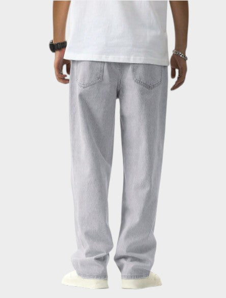 Men’s Light Grey Denim Classic Wide Leg Jeans