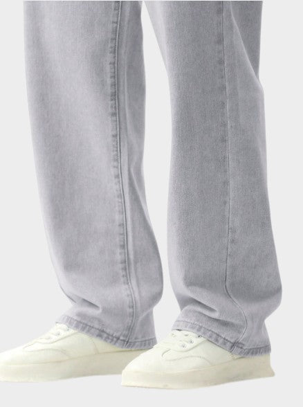 Men’s Light Grey Denim Classic Wide Leg Jeans