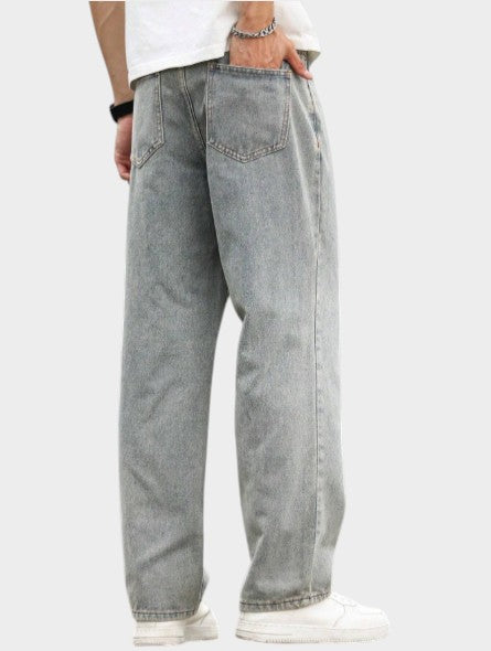 Men’s Dark Blue Wide Leg Relaxed Denim Jeans