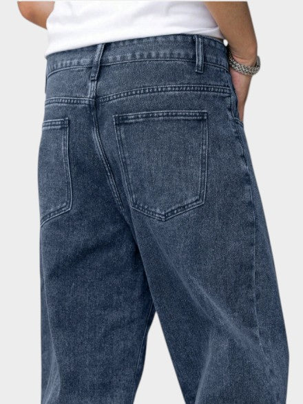 Men’s Dark Blue Wide Leg Relaxed Denim Jeans