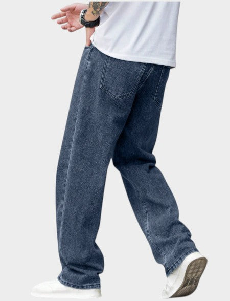 Men’s Dark Blue Wide Leg Relaxed Denim Jeans