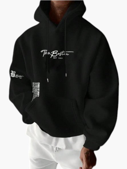 Men’s Pink Graphic Pullover Hoodie with Kangaroo Pocket  Casual Regular Fit