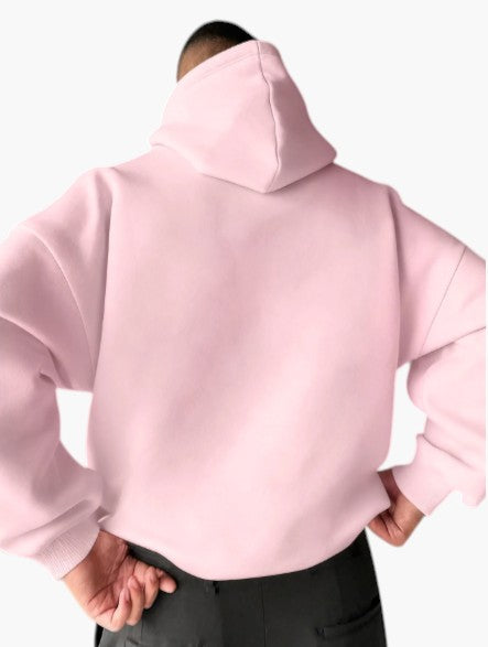 Men’s Pink Graphic Pullover Hoodie with Kangaroo Pocket  Casual Regular Fit