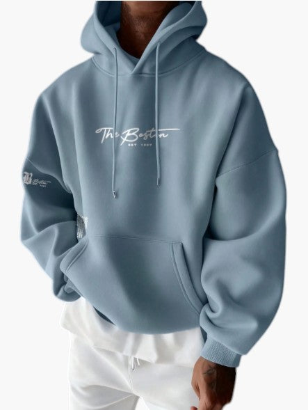 Men’s Pink Graphic Pullover Hoodie with Kangaroo Pocket  Casual Regular Fit