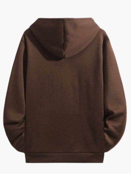 Men’s Brown Pullover Hoodie with Front Kangaroo Pocket