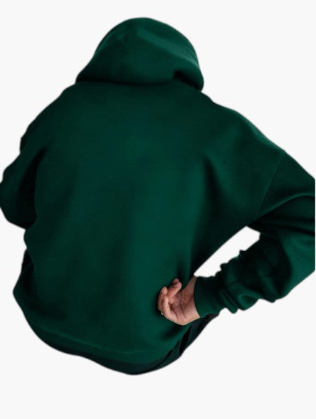Men’s Dark Green Pullover Hoodie with Kangaroo Pocket