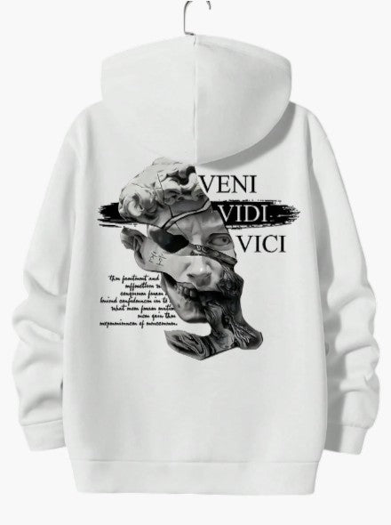 Men’s White Oversized Graphic Hoodie Premium Casual Streetwear Sweatshirt