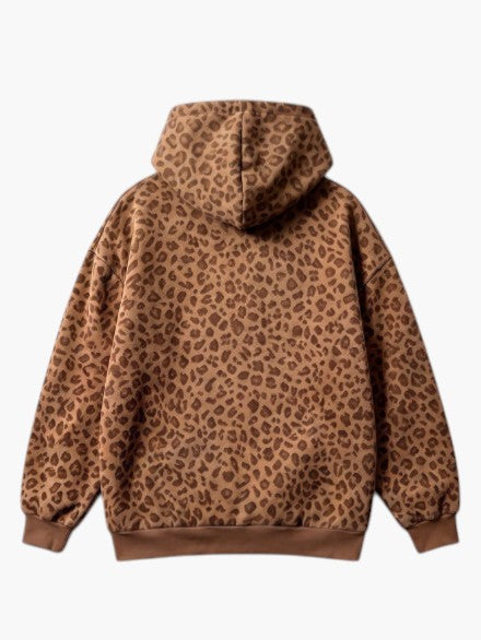 Leopard Print Pullover Warm Hoodie for Men