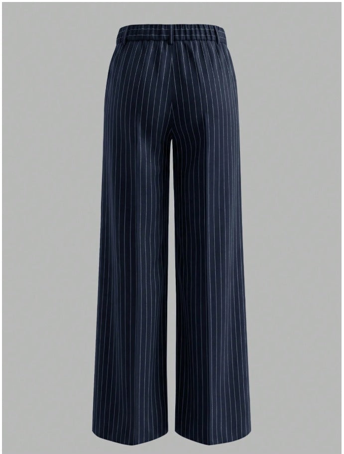 Striped Straight Leg Work Trousers  Women's Casual Business Pants