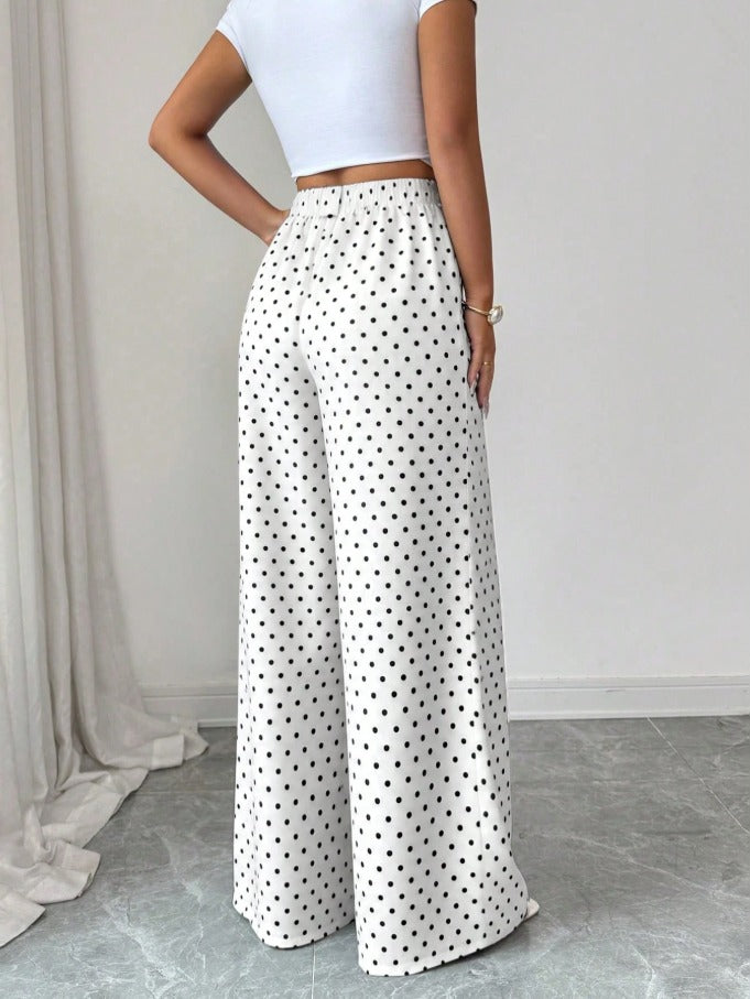 Casual Striped Wide Leg Pants Women's Pinstripe Smart Casual Trousers