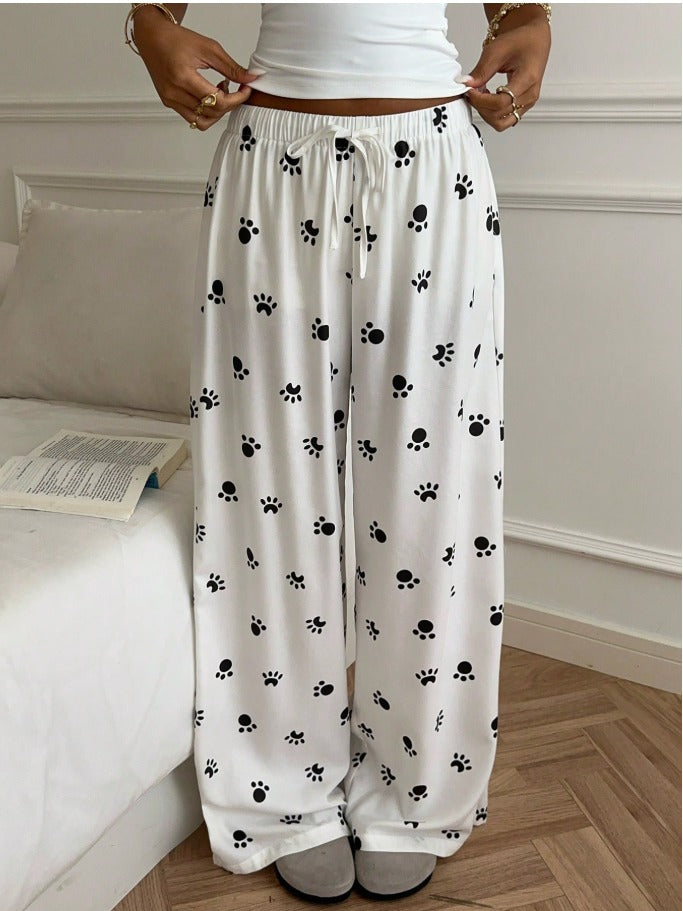 Casual Waist Tie Straight Leg Pants Women's Summer Lightweight Trousers