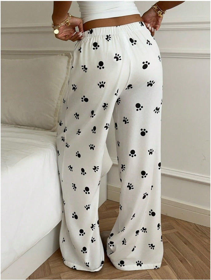 Casual Waist Tie Straight Leg Pants Women's Summer Lightweight Trousers