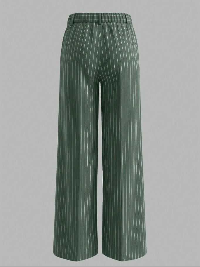 Striped Straight Leg Work Trousers  Women's Casual Business Pants