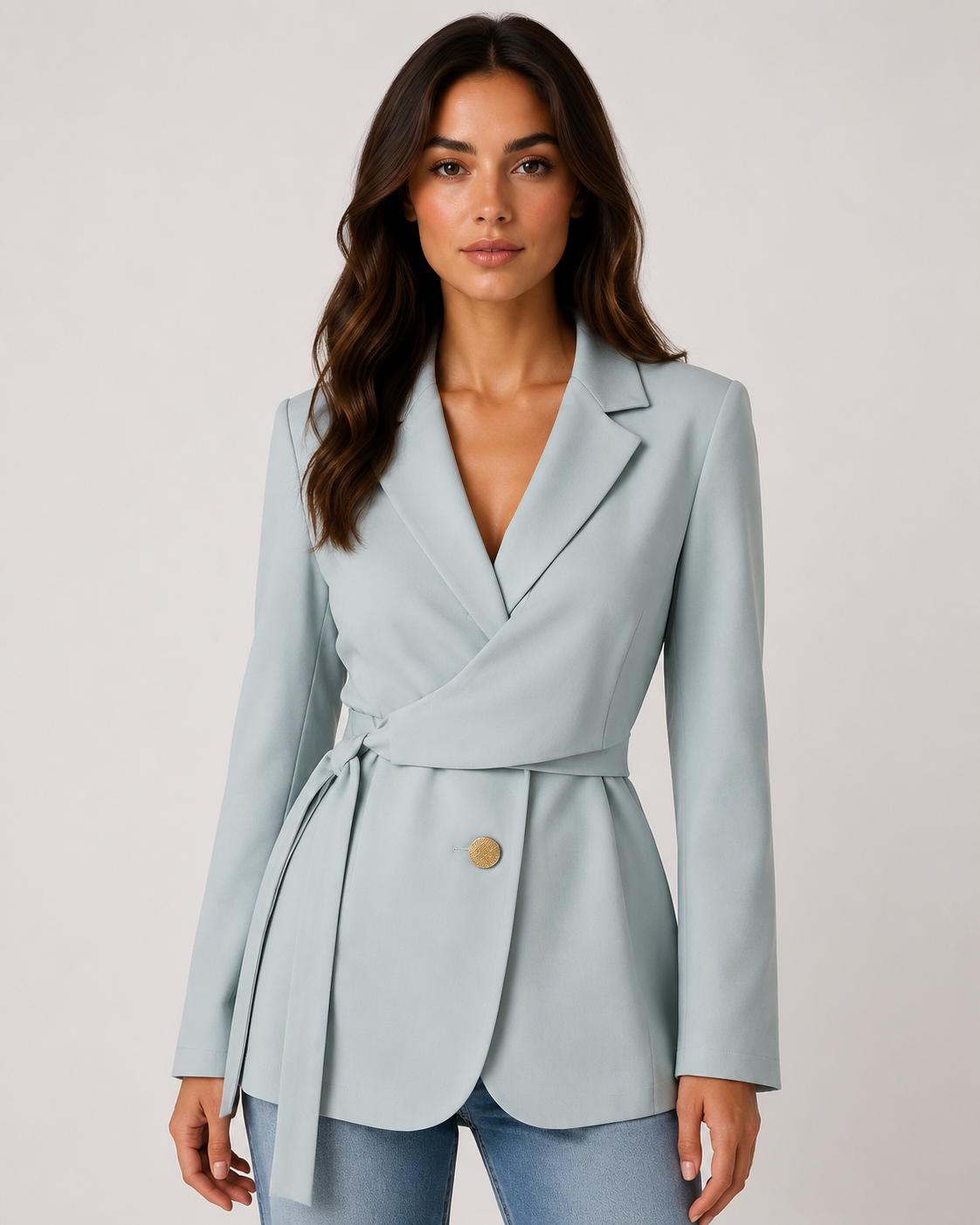 Women's Side Knot Blazer Elegant Lapel Long Sleeve Office & Smart Casual Jacket
