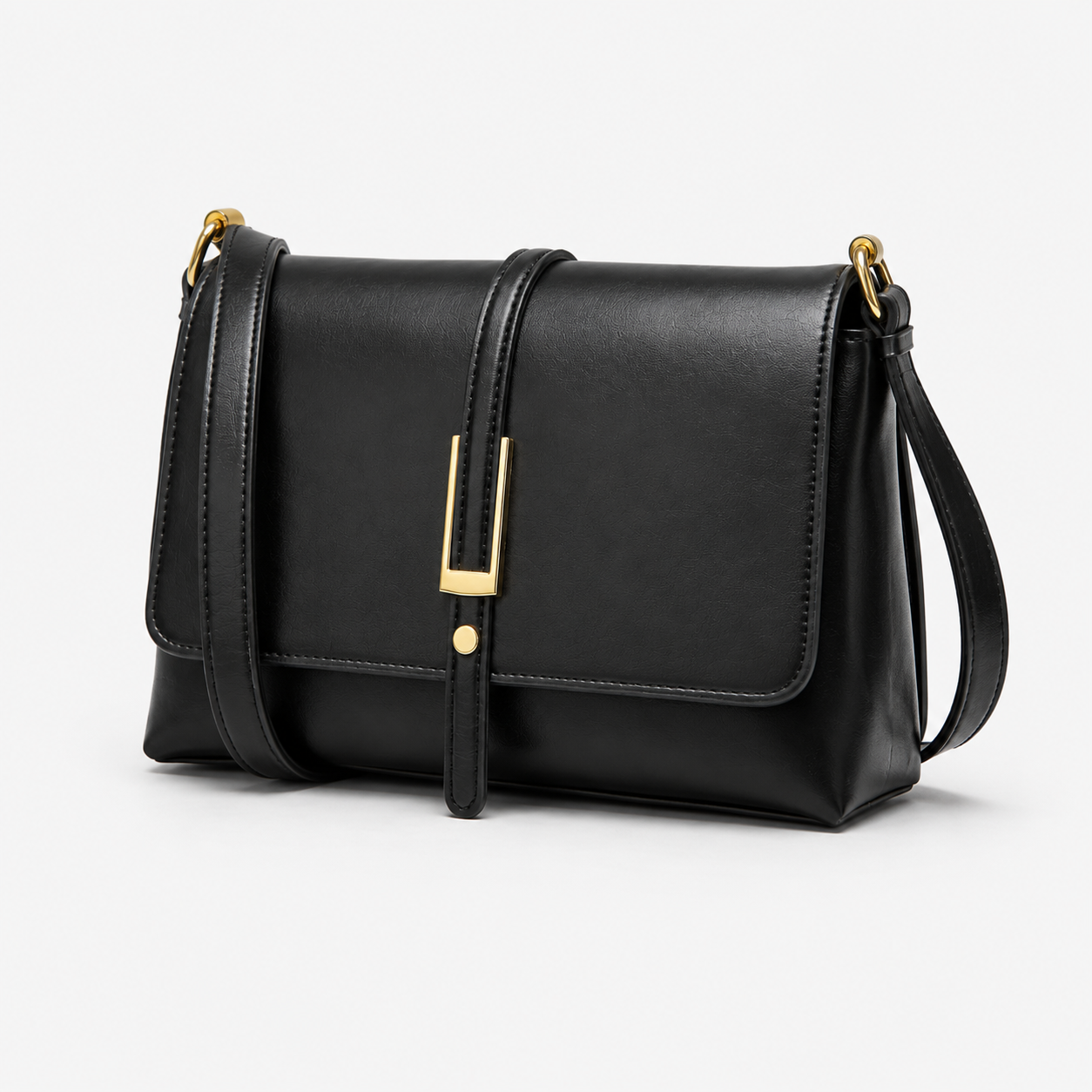 Women's Minimalist Square Flap Shoulder Bag Elegant PU Leather Crossbody Handbag for Work & Everyday Use