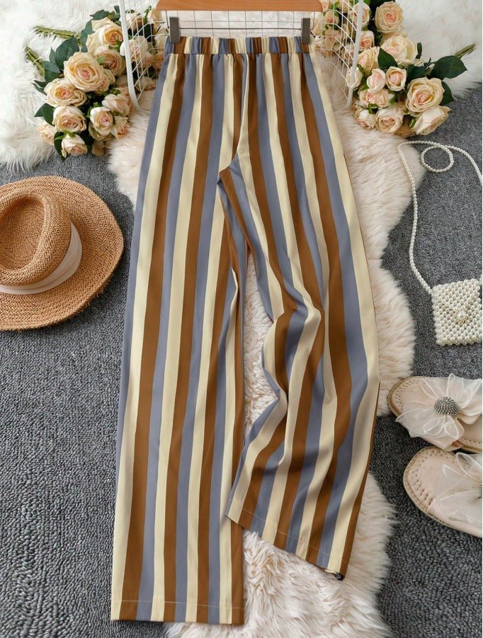 Allover Print Belted Wide Leg Pants Women's Casual Vacation Trousers - Edin London