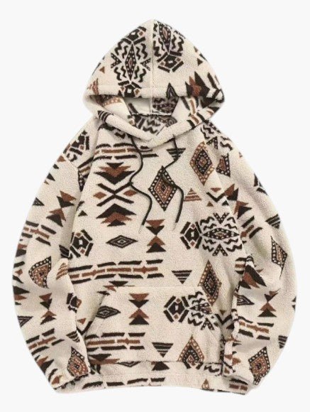 Aztec Pattern Fleece Pullover Hoodie for Men - Edin London