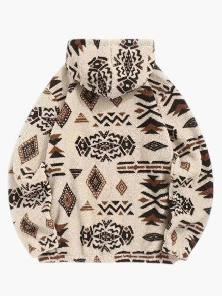 Aztec Pattern Fleece Pullover Hoodie for Men - Edin London