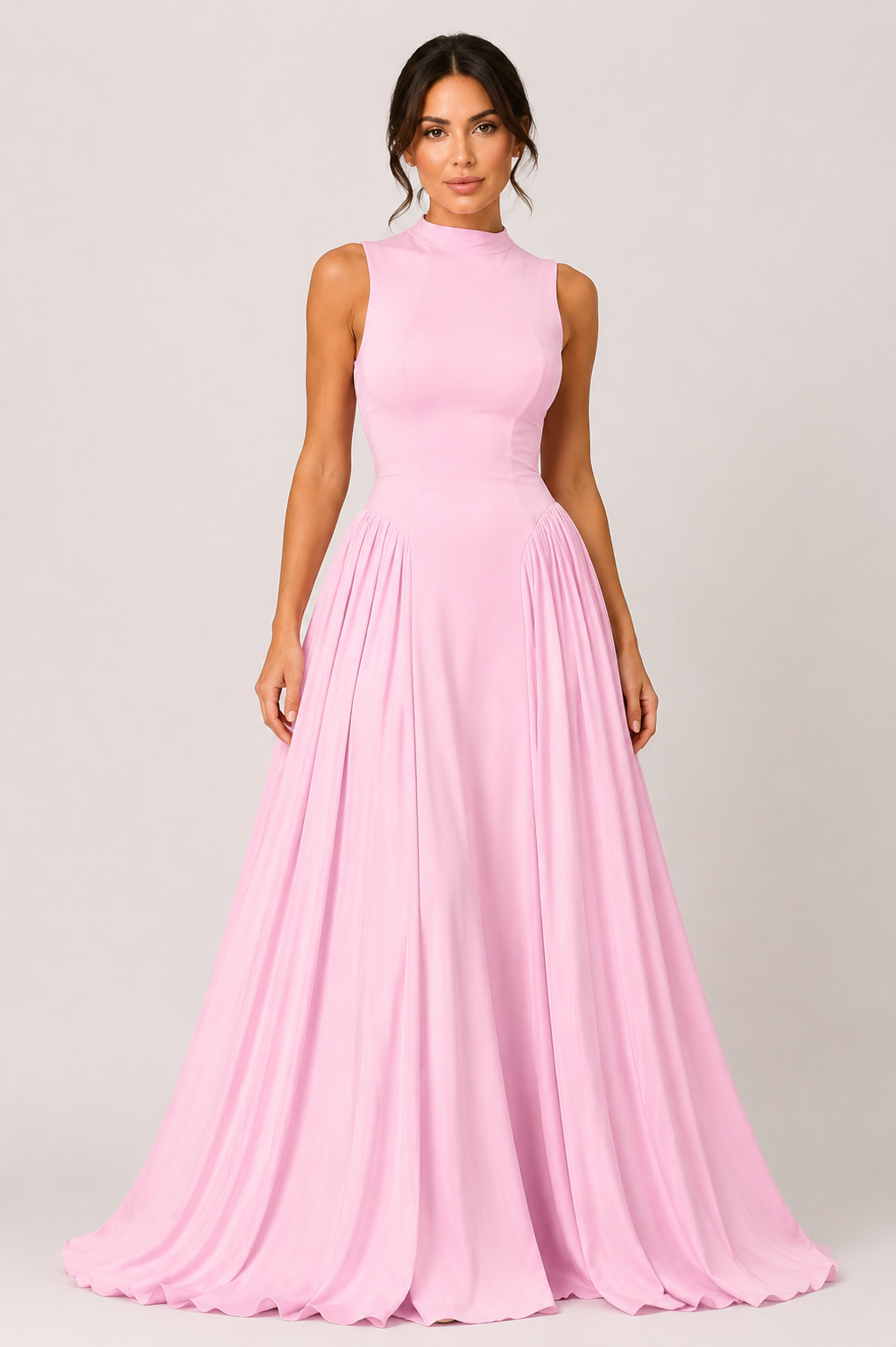 Women's Elegant Sleeveless Ruched Dress Round Neck Slim Fit Party & Occasion Dress