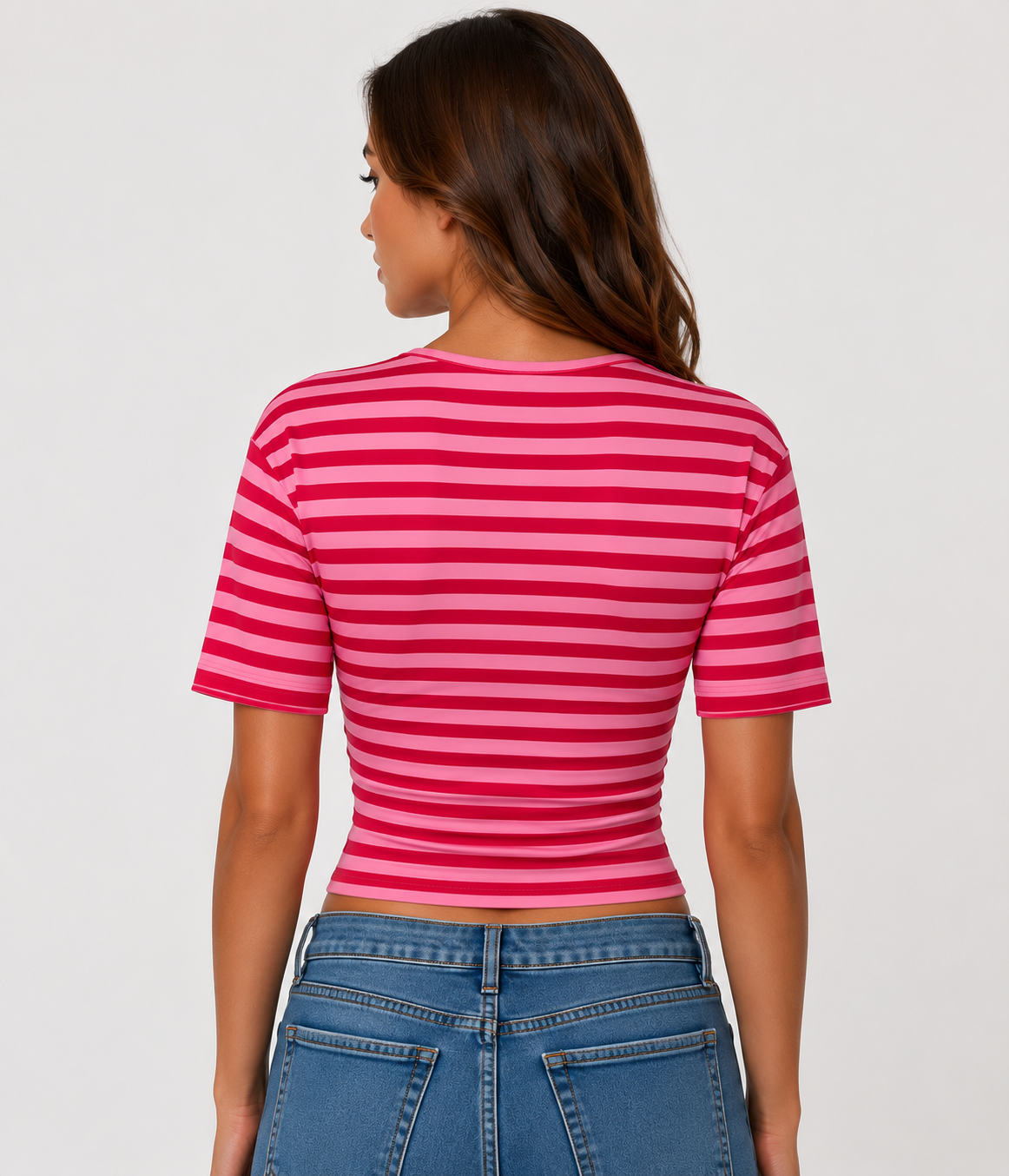 Women's V-Neck Pleated Waist Slim Fit Blouse Casual Summer Fashion Top