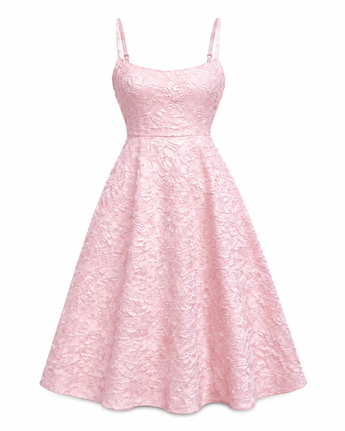 Blue Textured Midi Dress - Women's Elegant Sweetheart Neckline A-Line Summer Dress - Edin London