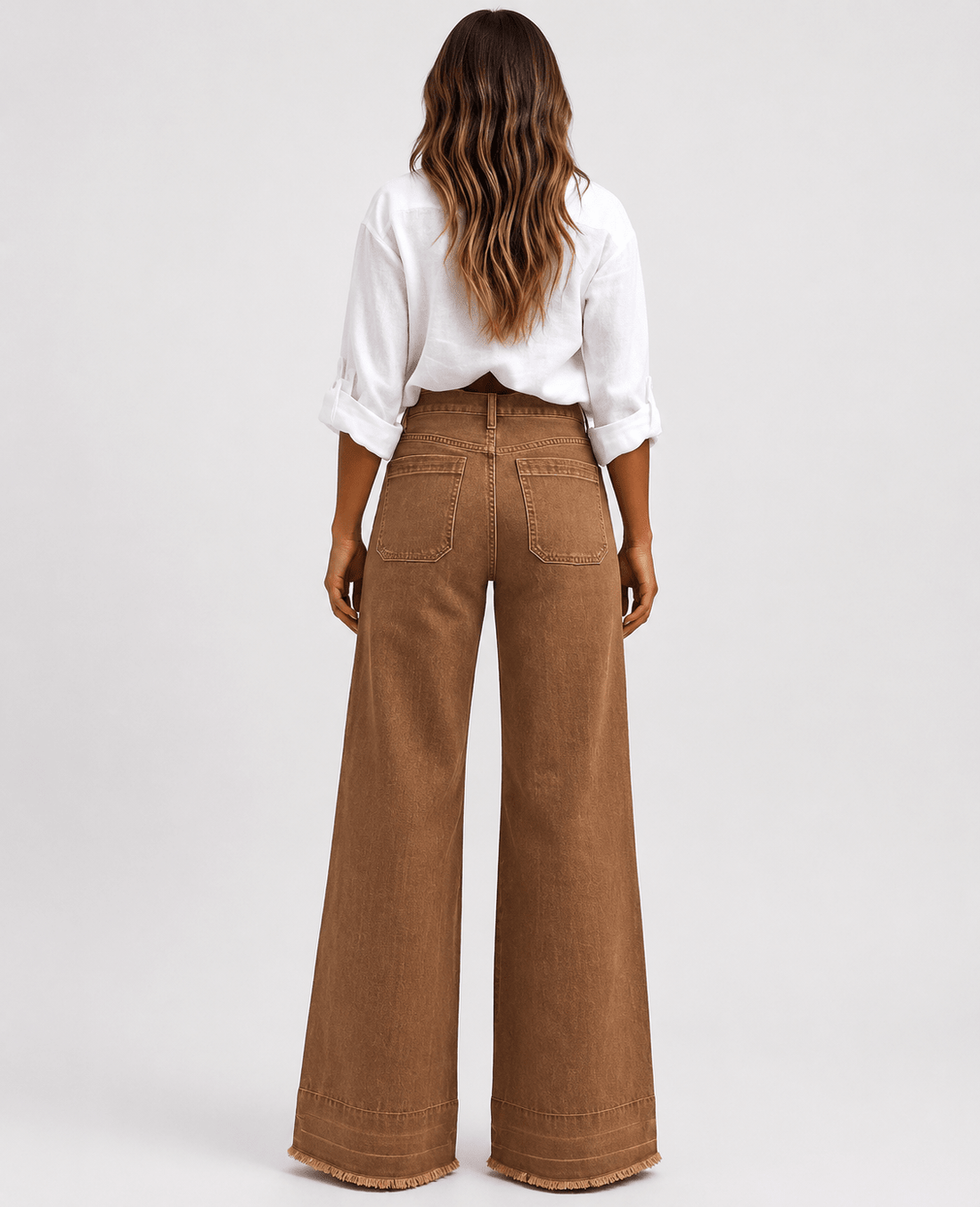 Bow Detail Wide Leg Jeans Women's Casual Loose Fit Denim Pants - Edin London