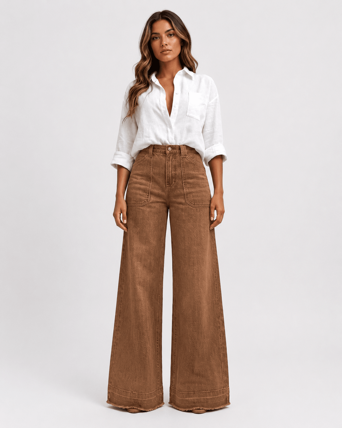 Bow Detail Wide Leg Jeans Women's Casual Loose Fit Denim Pants - Edin London