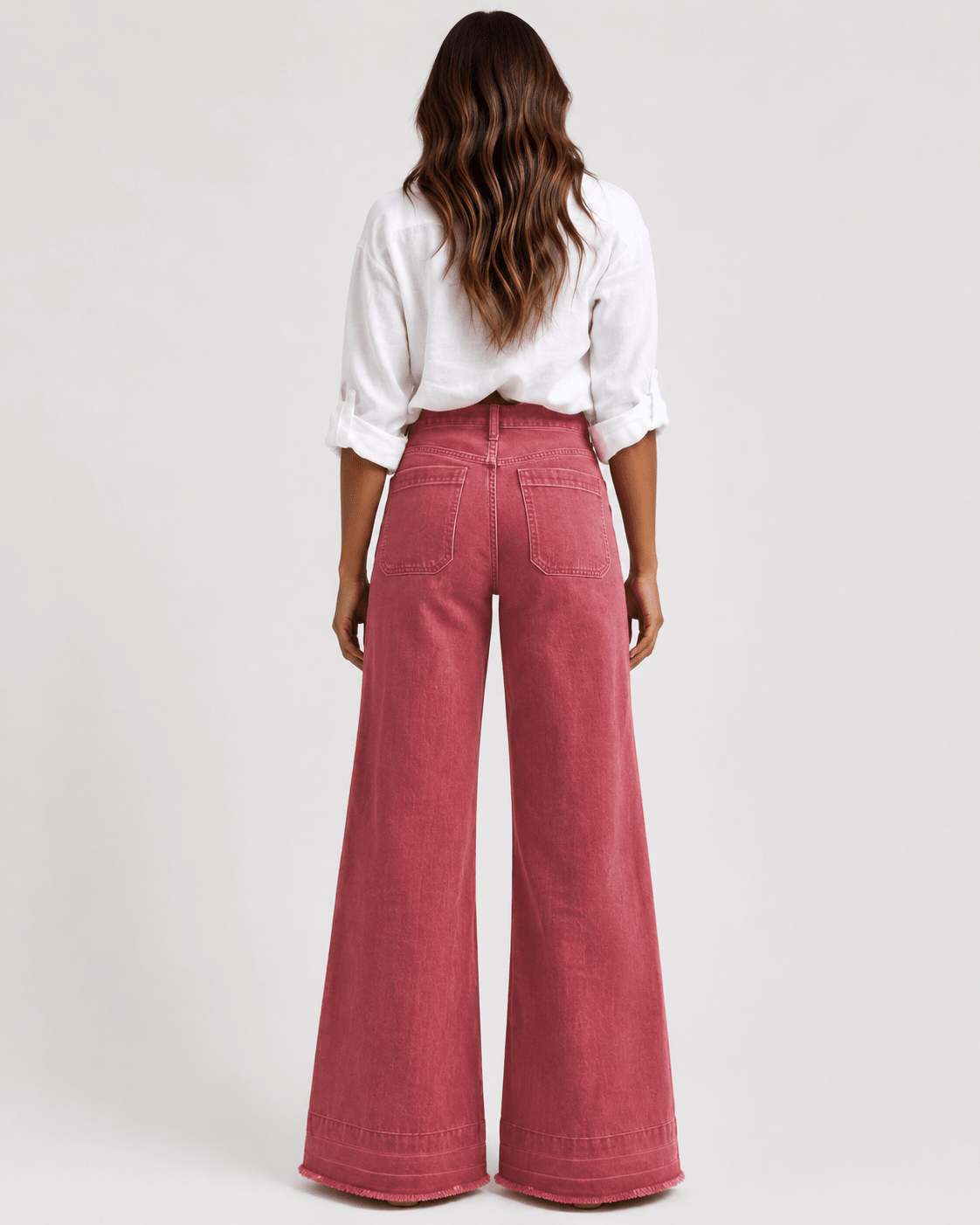 Bow Detail Wide Leg Jeans Women's Casual Loose Fit Denim Pants - Edin London