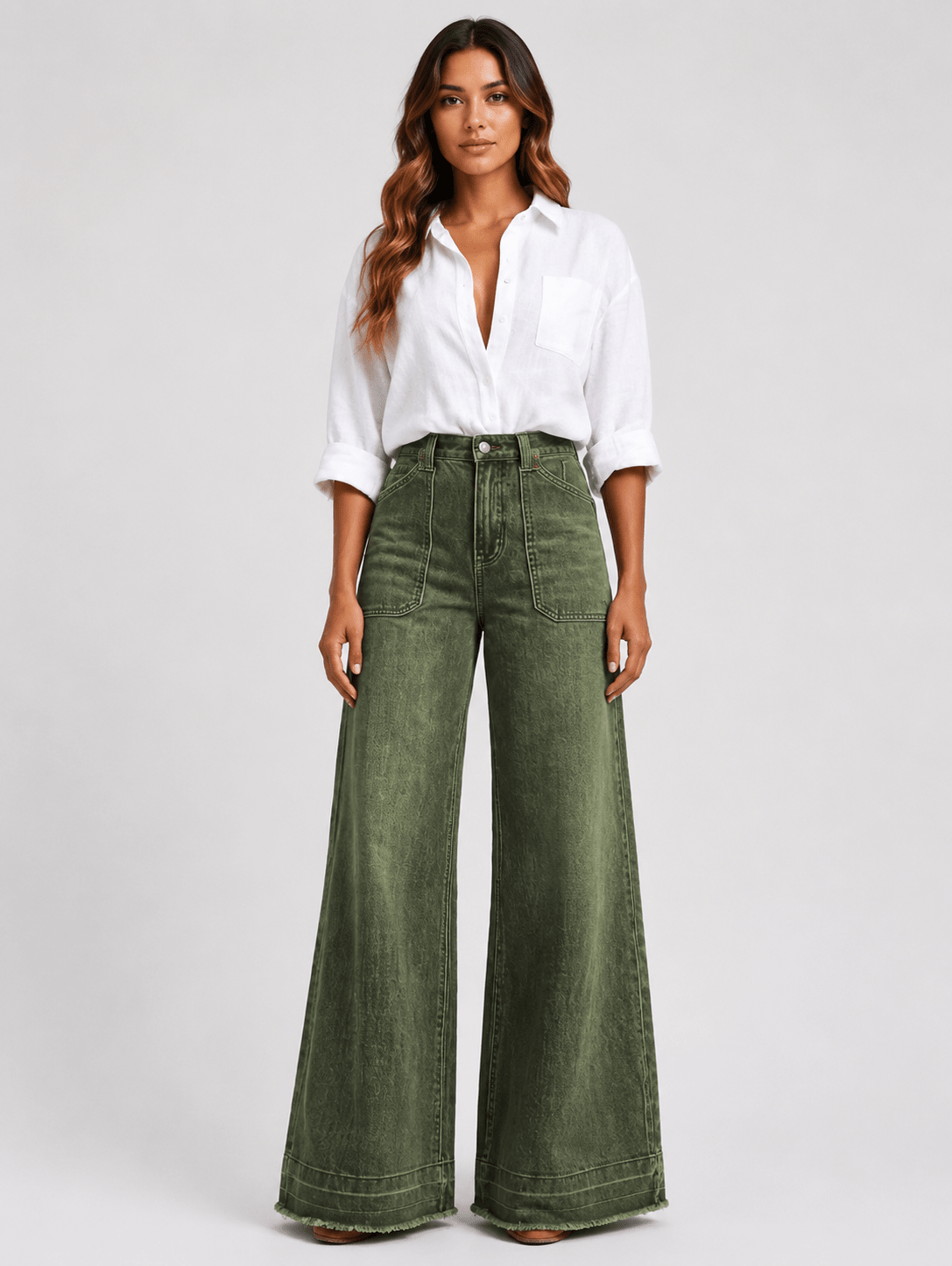 Bow Detail Wide Leg Jeans Women's Casual Loose Fit Denim Pants - Edin London