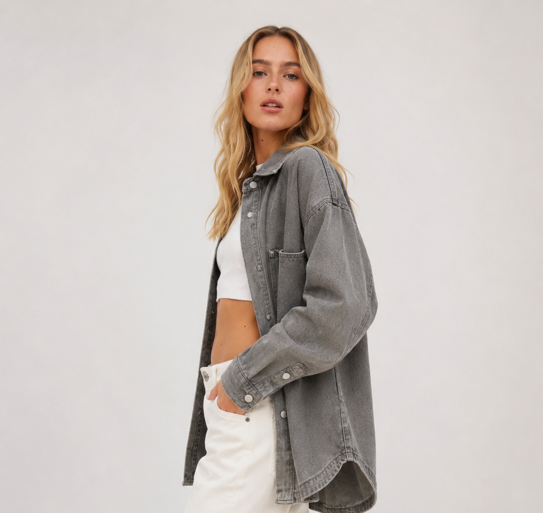 Women's Irregular Retro Mid Length Denim Jacket