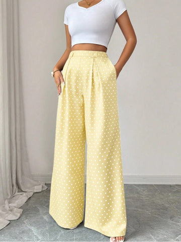 Casual Striped Wide Leg Pants Women's Pinstripe Smart Casual Trousers - Edin London