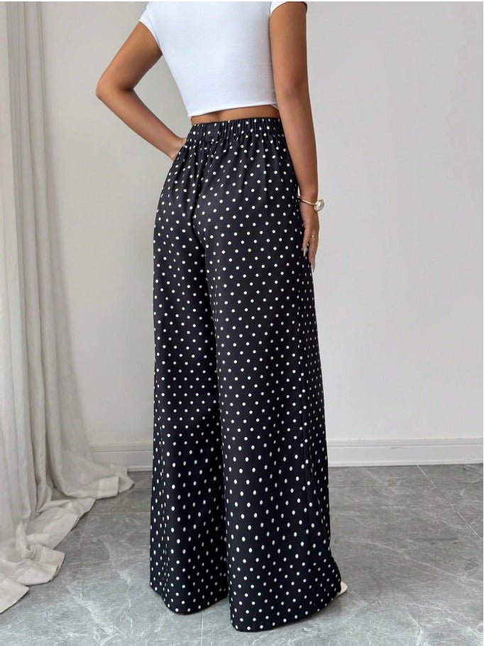 Casual Striped Wide Leg Pants Women's Pinstripe Smart Casual Trousers - Edin London