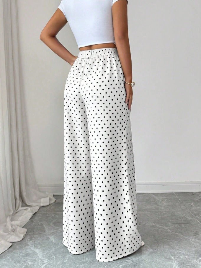 Casual Striped Wide Leg Pants Women's Pinstripe Smart Casual Trousers - Edin London