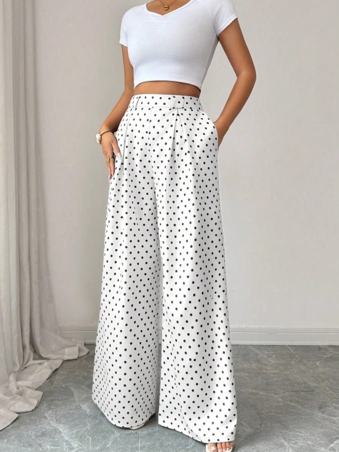 Casual Striped Wide Leg Pants Women's Pinstripe Smart Casual Trousers - Edin London
