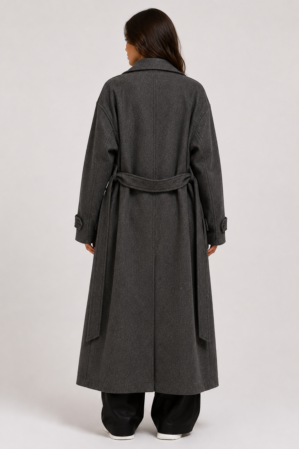 Oversized Woman's Long Wool Blend Coat Casual Solid Colour Open Front Winter Overcoat with Pockets for Autumn's