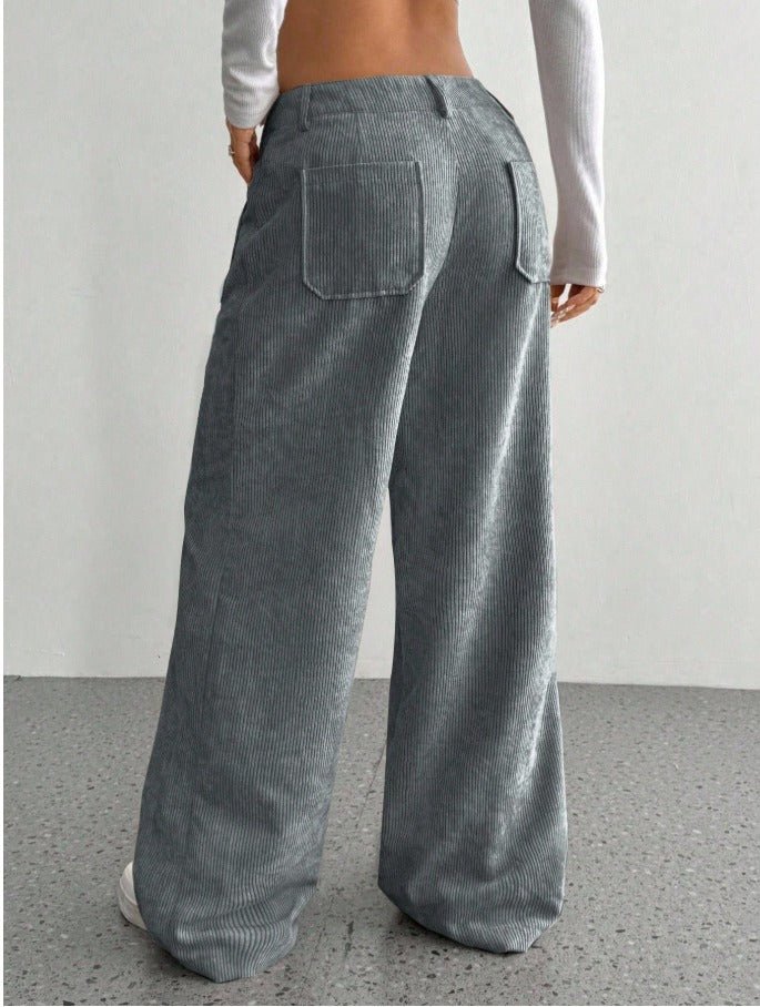 Corduroy Casual Loose Straight Pants Women's Autumn/Winter Trousers - Edin London