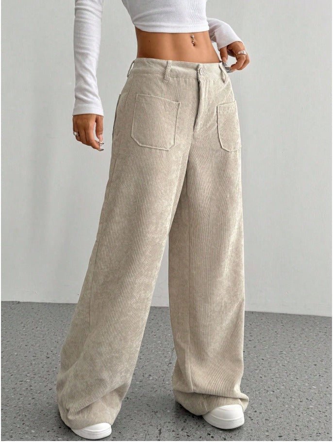 Corduroy Casual Loose Straight Pants Women's Autumn/Winter Trousers - Edin London