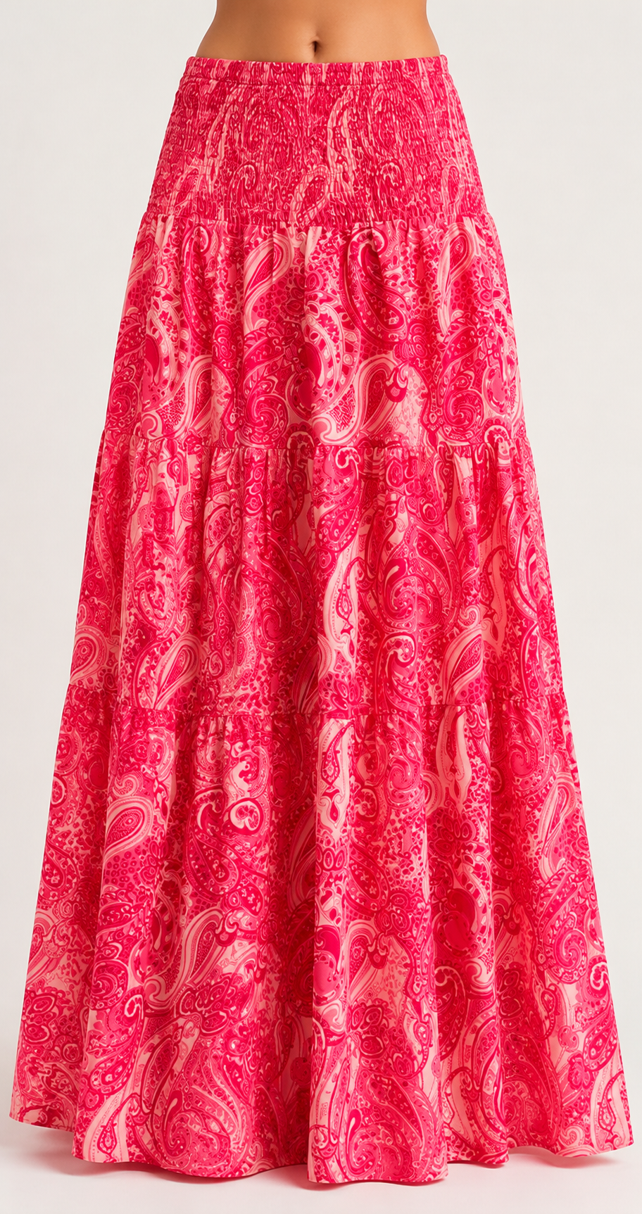 Women's Bohemian Print Maxi Skirt High Waist Flowing A-Line Holiday Beach Long Skirt