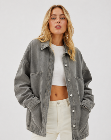 Women's Irregular Retro Mid Length Denim Jacket