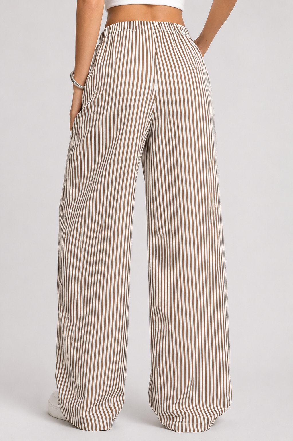 Women's Striped Wide Leg Trousers High Waist Casual Loose Fit Streetwear Pants
