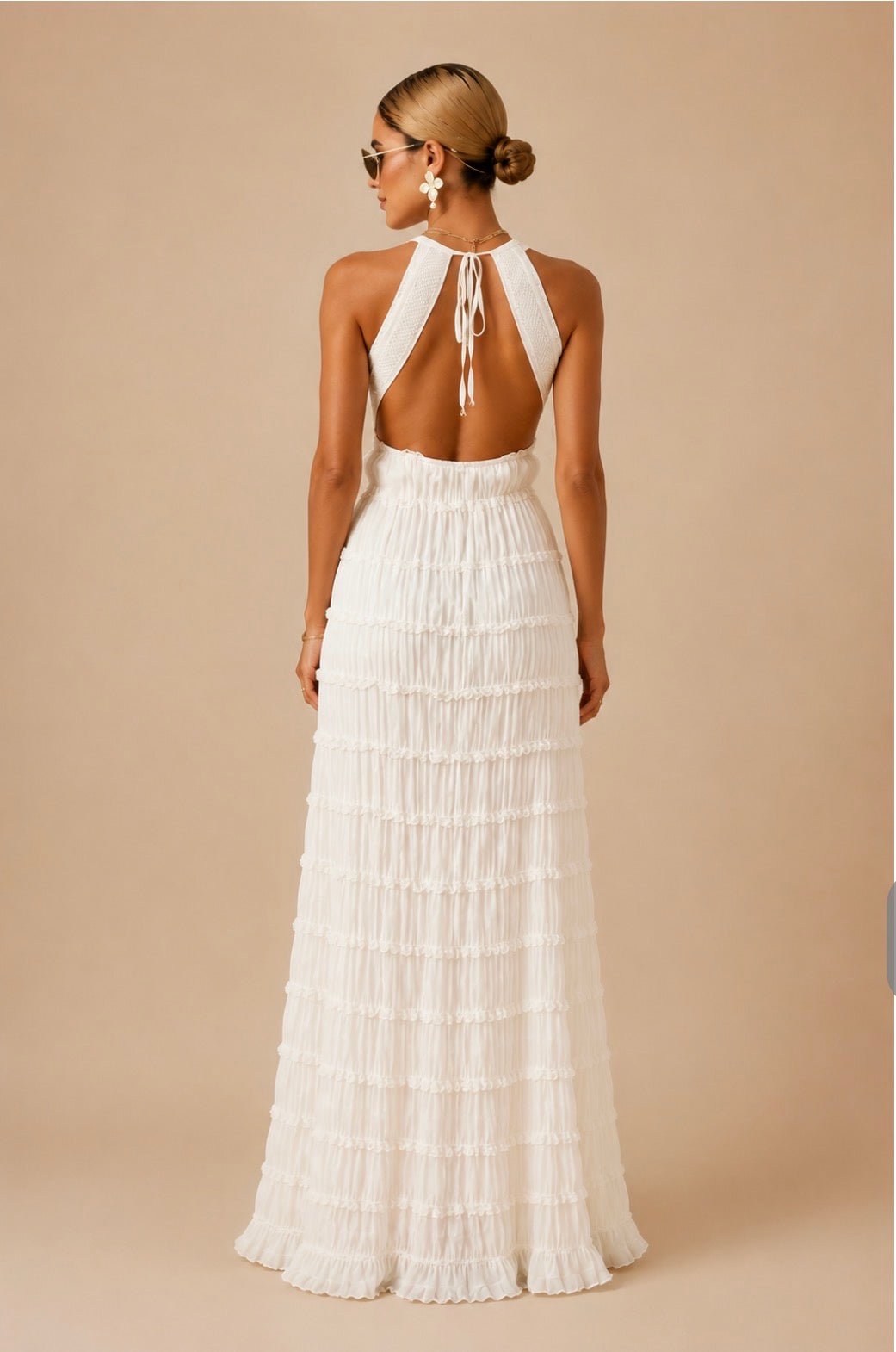 Edin London | Elegant Woman's Pleated Halter Maxi Dress - Edin London